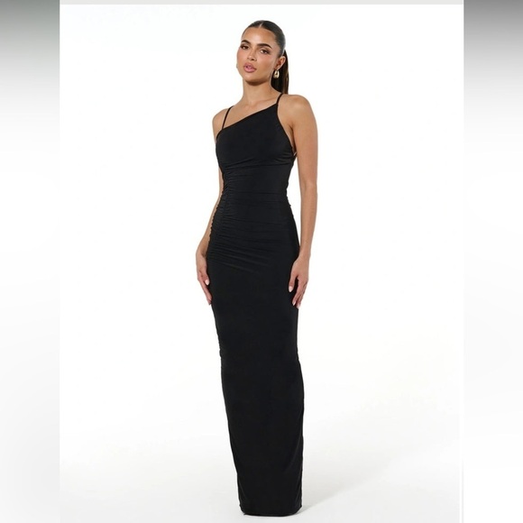 NEW Naked Wardrobe Black HOURGLASS RUCHED OPEN BACK MAXI DRESS - Picture 9 of 9